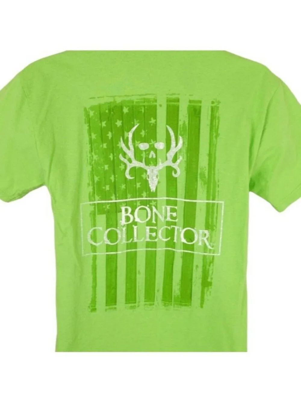 Deer Hunting T Shirt Mens Size Medium Green Bone Collector American Flag
